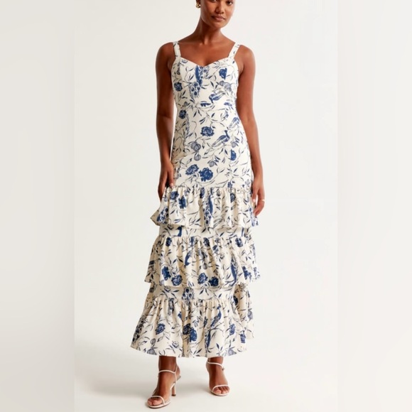 ABERCROMBIE & FITCH Drama Ruffle Tiered Maxi Dress size M NWT $150 - Picture 2 of 10